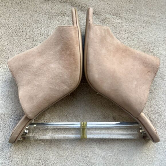 Tony Bianco Nude Suede Sandals with Clear Heel - Picture 4 of 15